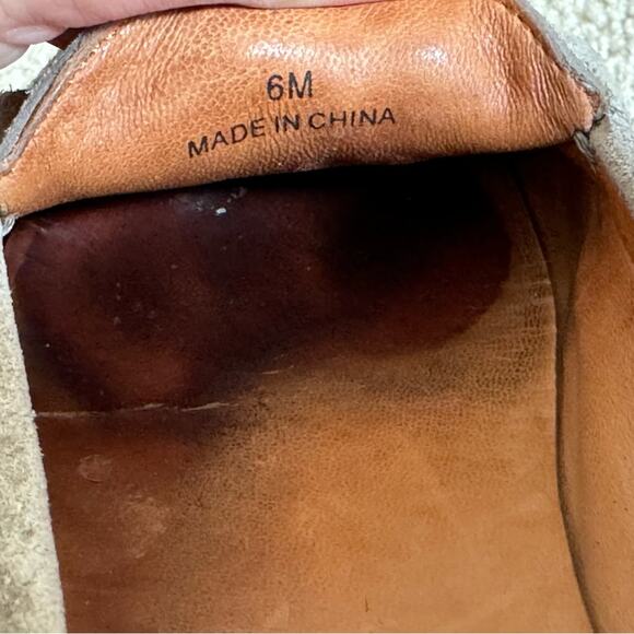 Kate Spade Carson Dark Beige/Gray Suede Loafers Gold Buckle Size 6 - Picture 14 of 14